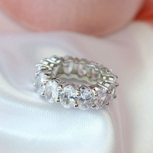 Oval Cubic Zirconia Band Ring