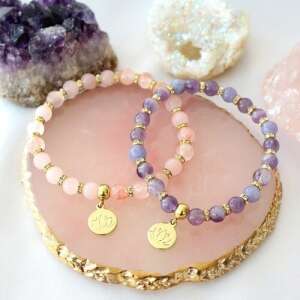 Rose Quartz & Amethyst Elastic Bracelet