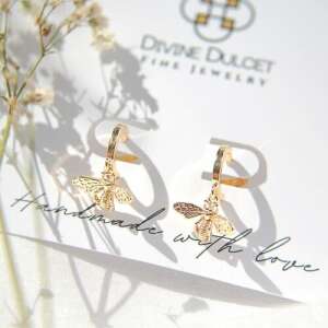 Gold Bee Hoop Earrings